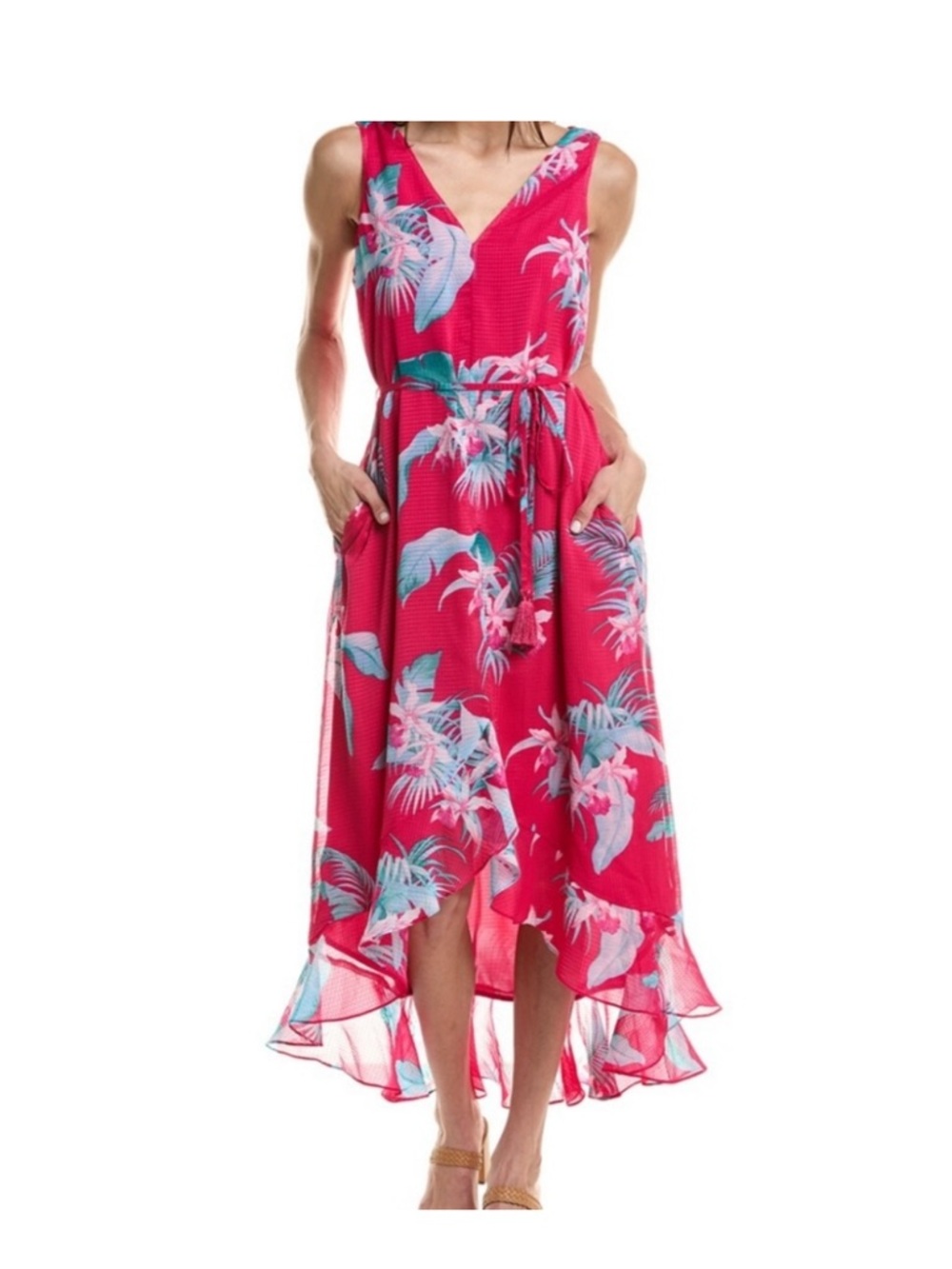 Tommy Bahama Maxi Dress La Brisa Blooms Sleeveless Maxi Dress Pink Floral New XL - Picture 2 of 16